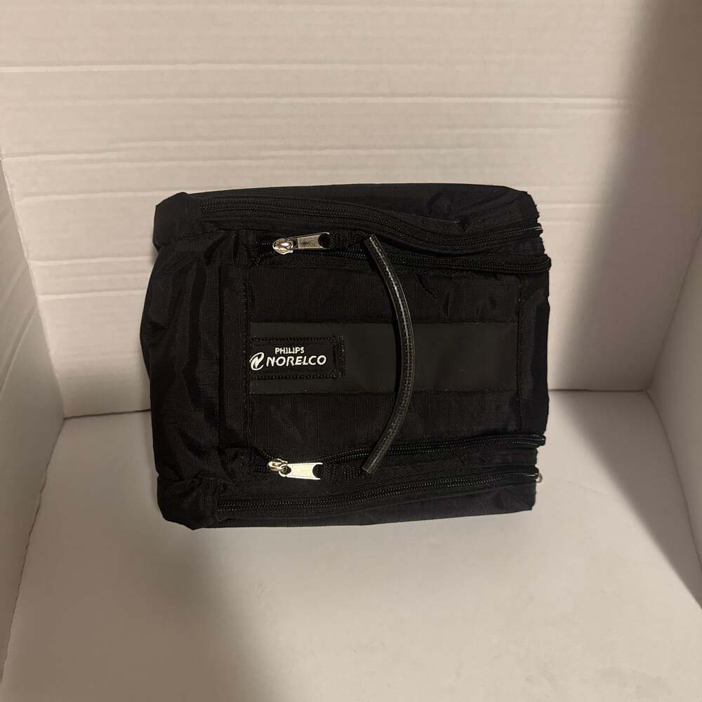 Philips Norelco Black Nylon Hanging Travel Toiletry Organizer Shaving Bag